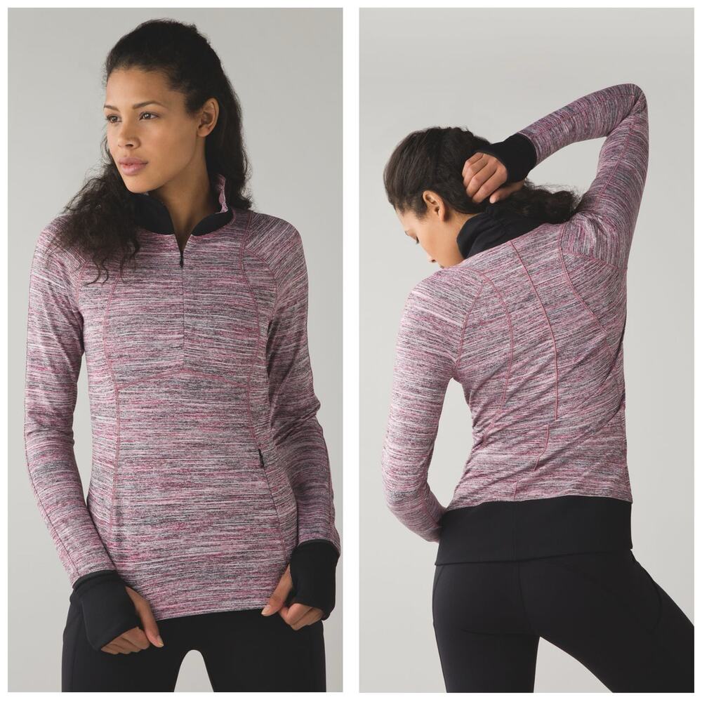 Lululemon Runderful 1/2 Zip Jacket Size 4 Space Dye Camo Berry Rumble MultiBlack